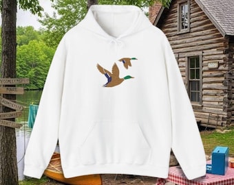 Embroidered Duck Hoodie Sweatshirt, Retro Hunting Sweatshirt, Vintage Fisherman Shirt, Coastal Aesthetic, Duck Shirt, Fishing Shirt, Y2K