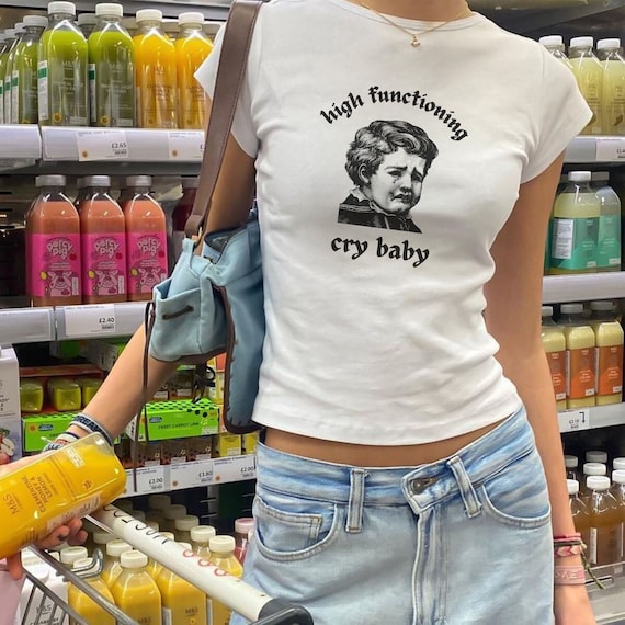 Cry Baby Shirt, 2000s Tshirt, Y2K Tshirt, Y2K baby tee, Coquette, funny baby tee, Meme Shirt, Vintage Tshirt, Trendy Tshirt, Vintage 90s Tee