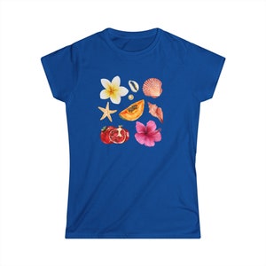 Seashell Vintage Watercolor Collage Tee, Euro Girl Summer Tshirt, Coastal Grandma Tee, Seashell Summer Shirt, Beach Girl Shirt, Y2k Baby Tee image 6