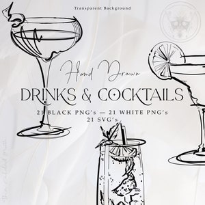 SVG Modern Drink Cocktail Bundle PNG, Minimalist cocktail Illustration, Illustrative Custom Signature Cocktail, menu, stationery, clipart