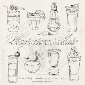 Borrelglas cocktailbundel PNG, Tequila Shot SVG, handgetekende illustratief ontwerp, aangepaste SVG, barmenu bruiloft briefpapier, zout limoen clipart