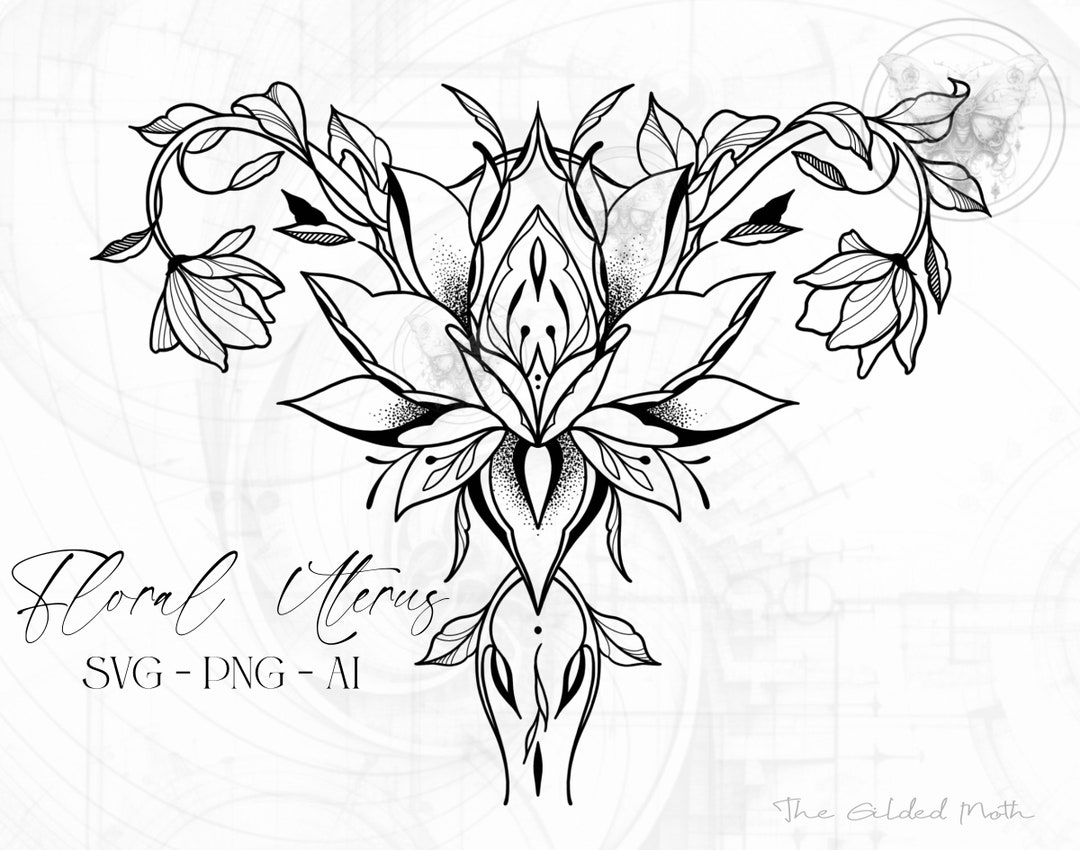 SVG Obgyn Floral Uterus PNG, Illustrative Clipart Flowers Uterus ...