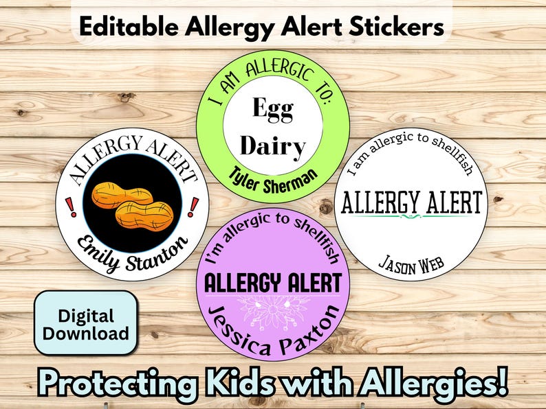 Editable Allergy Alert Label Template for Kids, Allergy Information ...
