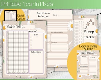 Year In Pixels Printable: Mood & Habit Tracker (Digital Download)