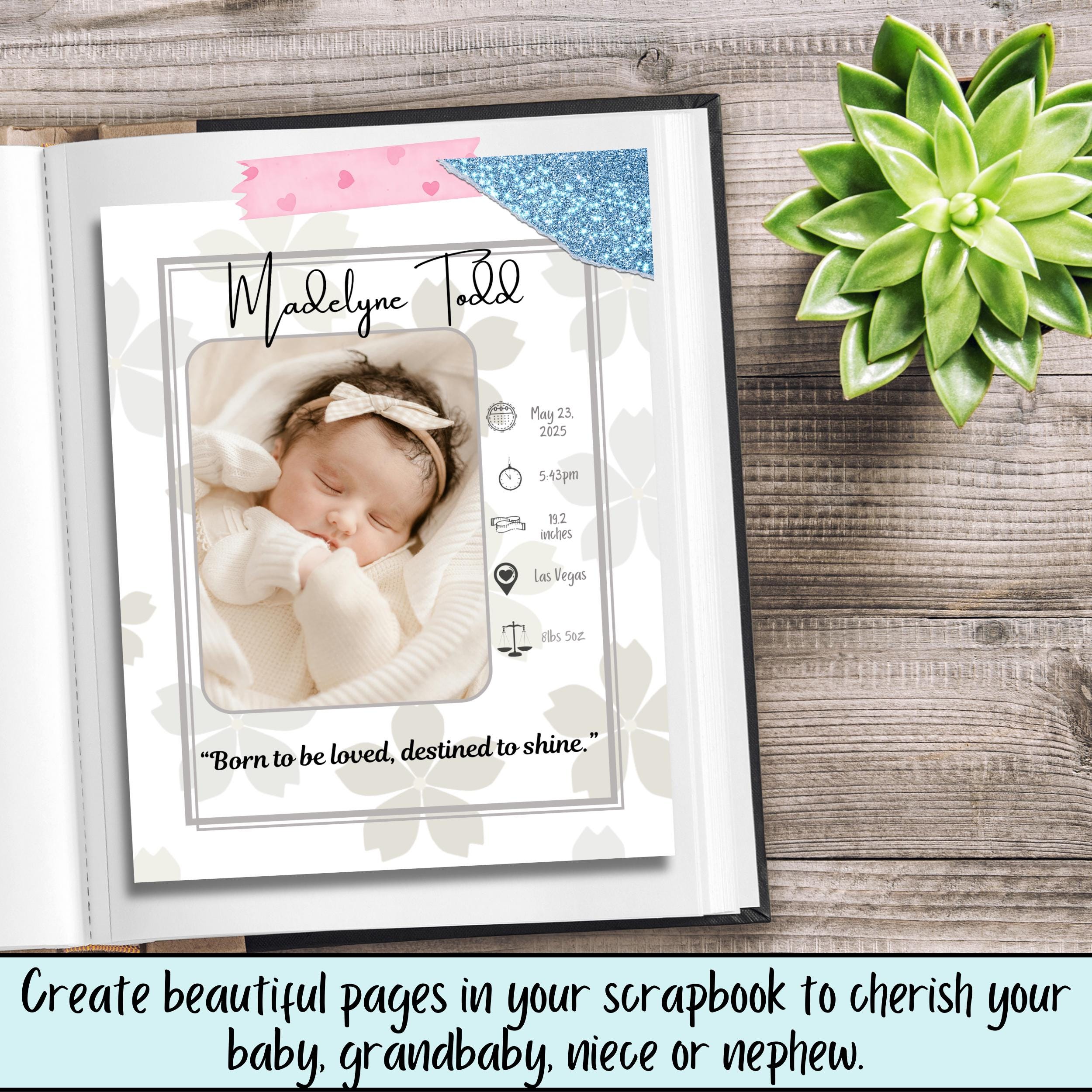 Printable Baby Memory Page, Editable Birth Stats Template, Personalized ...