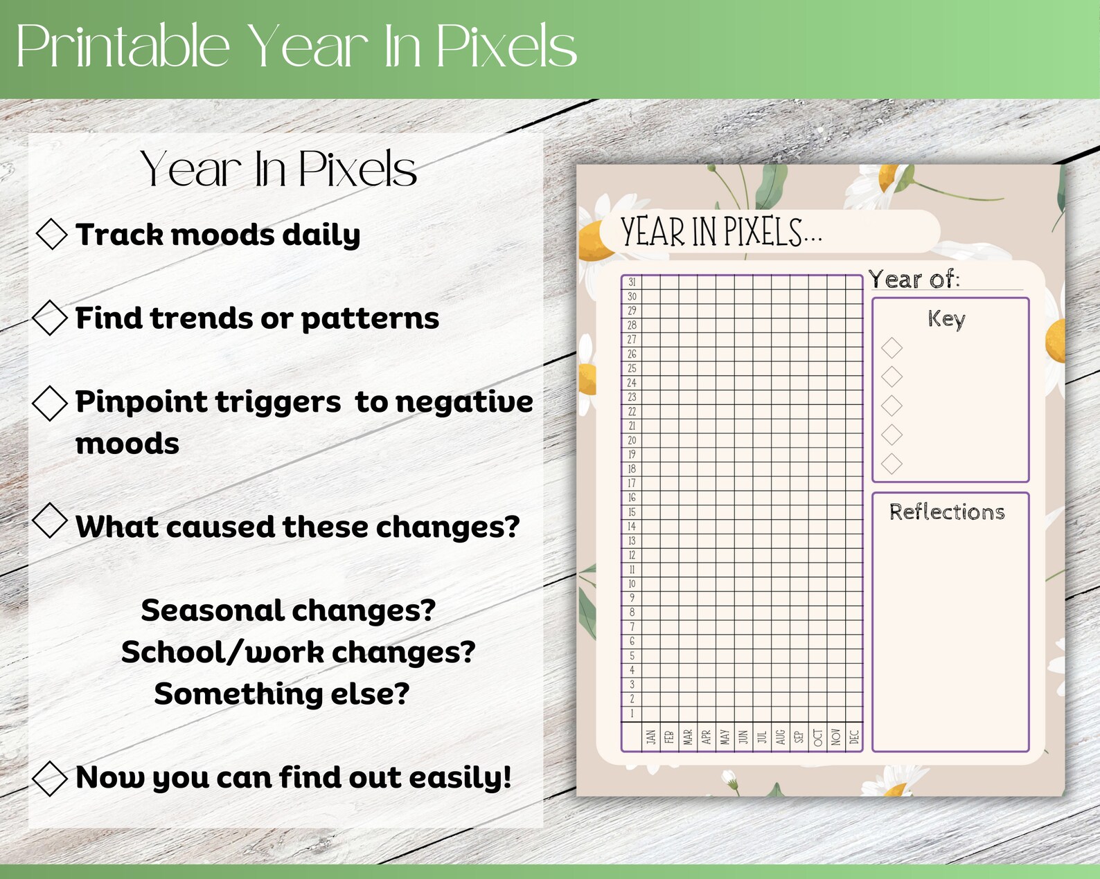 Year in Pixels Printable: Mood & Habit Tracker (digital Download) - Etsy