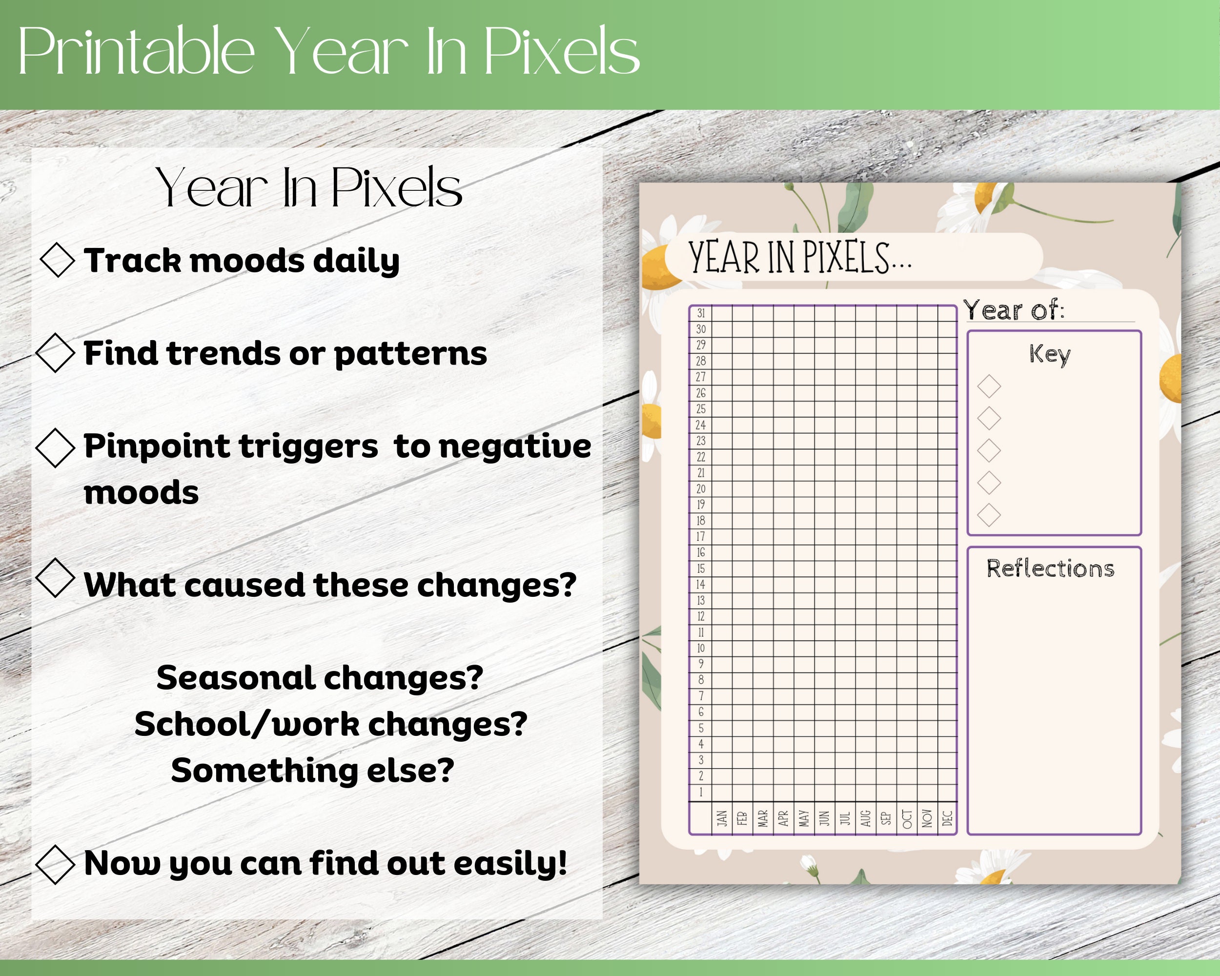 Year in Pixels Printable: Mood & Habit Tracker (digital Download) - Etsy
