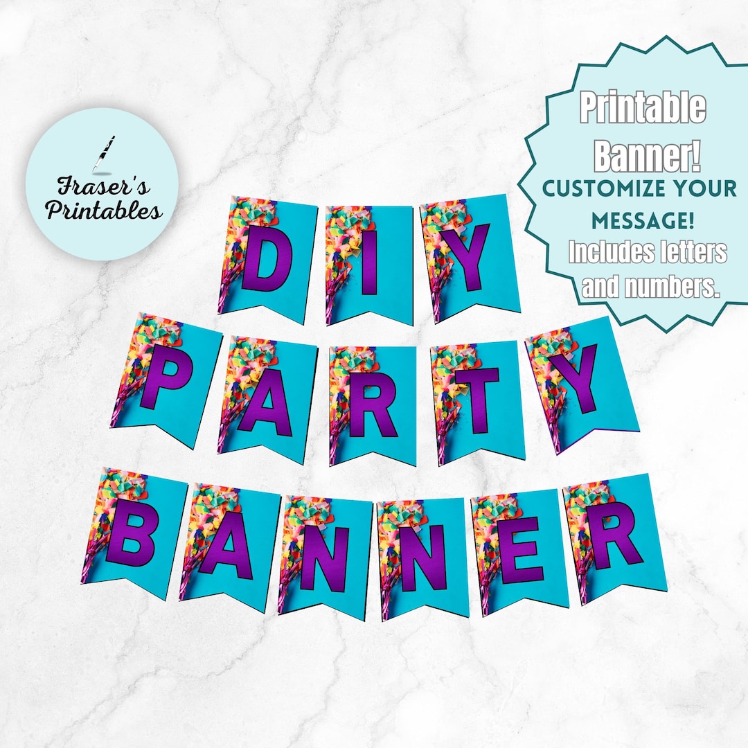 Customizable Party Banner Printable Personalized Birthday Decoration ...