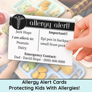 Custom Allergy Card Template Editable Food Allergy Alert Card Restaurant & Travel Allergy Information Personalized I Am Allergic to stickers