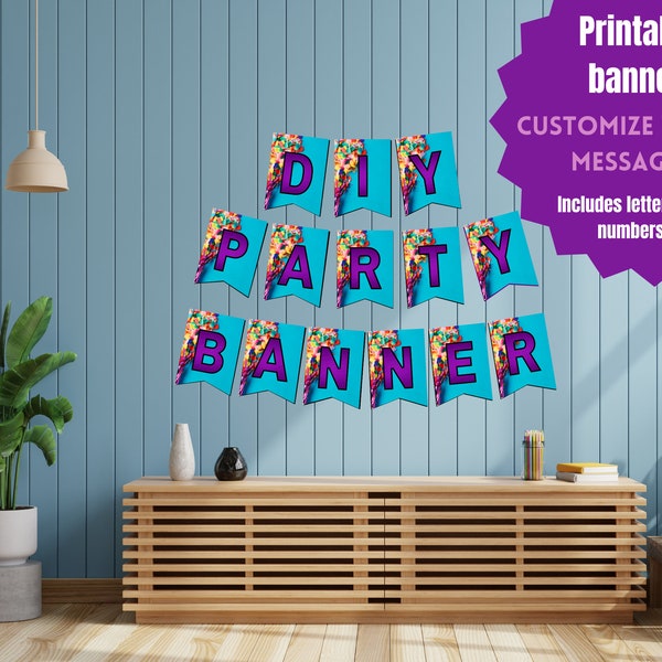 DIY printable customizable party banner, celebrate a kids birthday, baby shower, or other event, girl or boy, special occasion party decor.