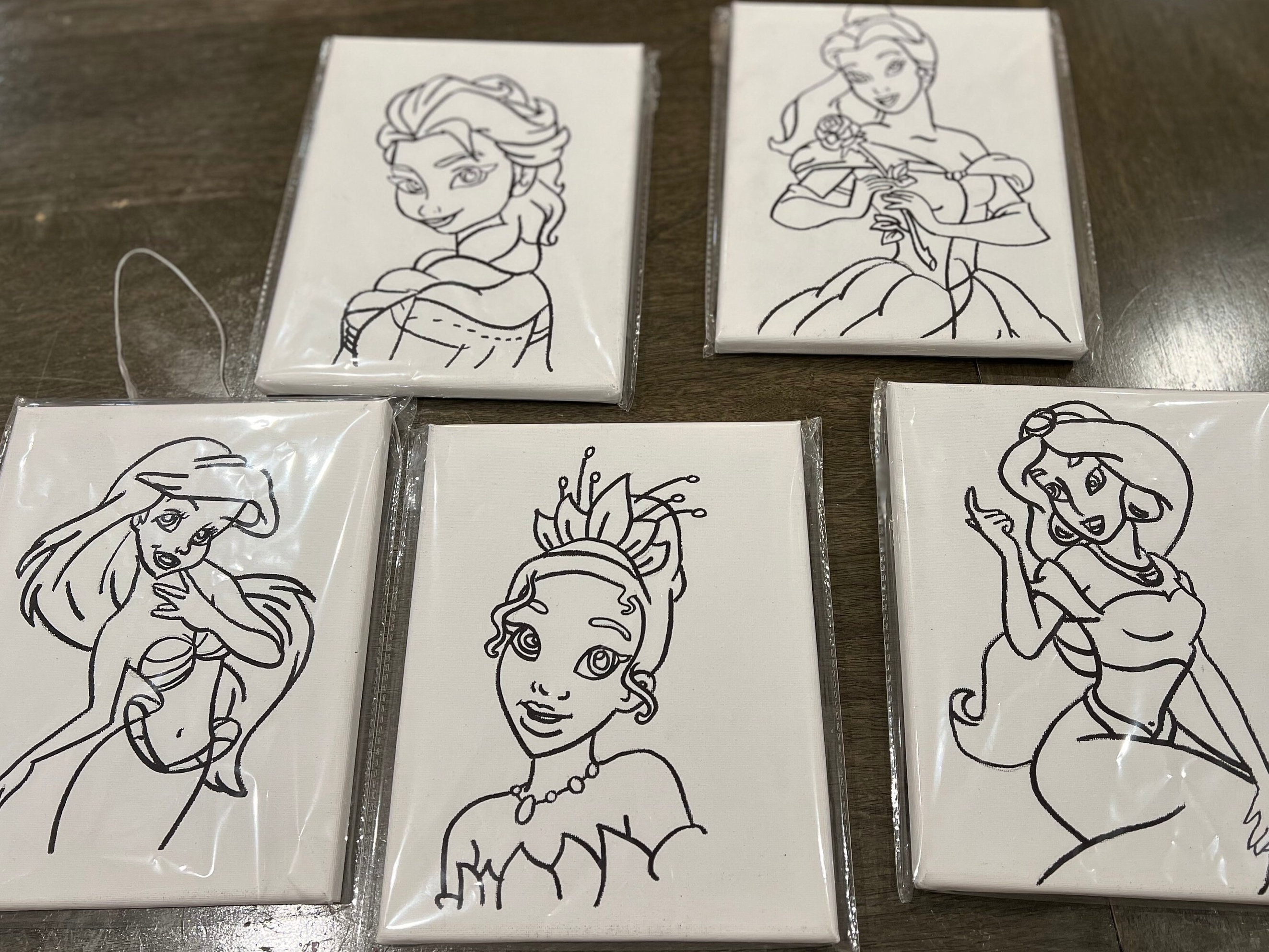 Pre drawn princesses