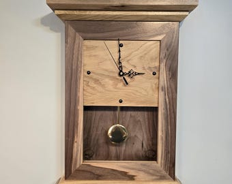 Shaker-stijl walnoot / wit eiken slingerwand / pendule