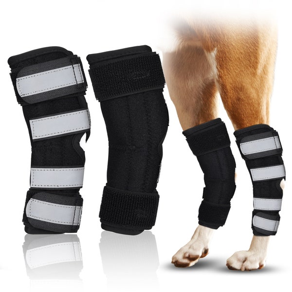 NUTUCH Dog Rear Leg Brace | Dual Metal Strips and Safety Reflective Straps | Hock Brace for Back Legs | Joint Compression Wrap for Recovery
