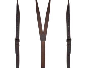 Tirantes de piel de grano completo NUTUCH para hombre / Tirantes de moda vintage / Tirantes de piel con diseño en Y / Tirantes de aspecto antiguo Crazy Horse