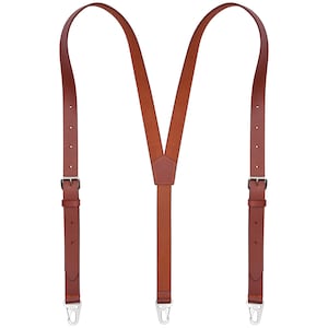 NUTUCH Genuine Leather Suspender for Men | Y Design Leather Suspenders | Adjustable Suspender with Hooks | Gift Ideas for Men Wedding
