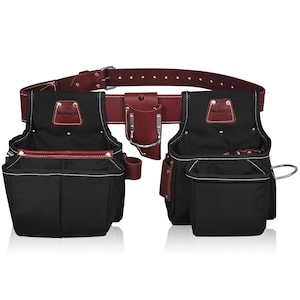 NUTUCH Black Heavy Duty Nylon and Leather Tool Belt | Nylon Tool Pouch | Carpenter Tool Belt | Framers | Electrician Tool Belts | NT-1200-R