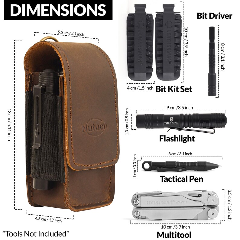 NUTUCH Leather EDC Multitool Sheath With Flip Closure | Leather EDC ...