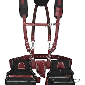 NUTUCH Leather & Nylon Tool Belts with Leather Work Suspender | Carpenter,Electrician,Framers,Construction | Tool Pouch | NT-1200-R-1300-S