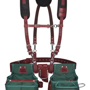 NUTUCH Leather & Nylon Tool Belts with Leather Work Suspender | Carpenter,Electrician,Framers,Construction | Tool Pouch | NT-1210-R-1300-S