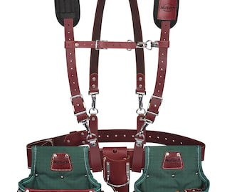 NUTUCH Leather & Nylon Tool Belts with Leather Work Suspender | Carpenter,Electrician,Framers,Construction | Tool Pouch | NT-1210-R-1300-S
