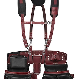 NUTUCH Leather & Nylon Tool Belts with Leather Work Suspender | Carpenter,Electrician,Framers,Construction | Tool Pouch | NT-1100-R-1300-S