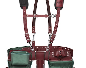 NUTUCH Leather & Nylon Tool Belts with Leather Work Suspender | Carpenter,Electrician,Framers,Construction | Tool Pouch | NT-1110-R-1300-S