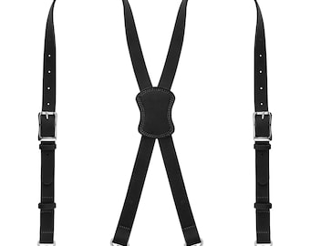 Tirantes de cuero genuino NUTUCH para hombre / Tirantes de cuero con diseño en Y / Tirantes ajustables con ganchos / Ideas de regalo para bodas de hombres