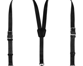 Tirantes de cuero genuino NUTUCH para hombre / Tirantes de cuero con diseño en Y / Tirantes ajustables con ganchos / Ideas de regalo para bodas de hombres