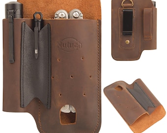 Funda multiherramienta EDC de cuero NUTUCH / Organizador de cinturón EDC de cuero / Funda / Organizador multiherramienta de cuero resistente / Regalo ideal para hombres