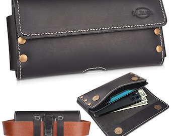 Funda de cuero genuino NUTUCH para teléfono con clip para cinturón / Estuche para iPhone y teléfono inteligente / Fundas para teléfono celular / Estuche para teléfono celular