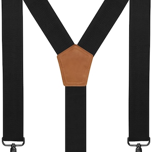 NUTUCH Black Suspender for Men | Heavy Duty adjustable Dress Suspender | Snap Hooks for Belt Loop | Men Suspender for Jeans | Men Fashion