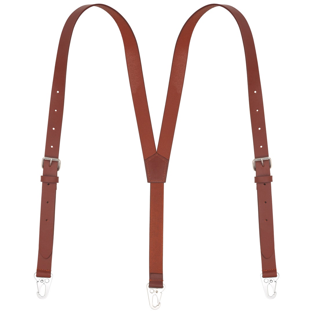 NUTUCH Genuine Leather Suspender for Men Y Design Leather Suspenders
