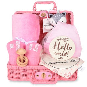 NUTUCH Newborn Baby Gift Set | Baby Shower Basket | Baby Girl Gift Basket | Baby Shower Gift Set for Mom | New Mom Baby Gift Box for Women