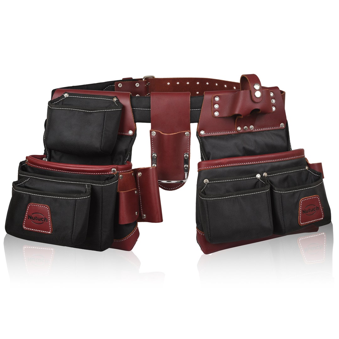 NUTUCH Black Nylon and Leather Tool Belt Framing Tool Bags Nylon Tool