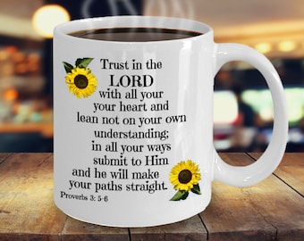 Bible Verse Gift, Trust In The Lord, Christian Gift, Dorm Room Gift, Friendship Gift, Inspirational Gift, Religious Gifts, Bible Verse Mug