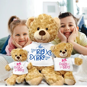Personalized Big & Little Matching Teddy Bears,Gift for Big Sister When Babyis Born,New Big Sisters Gift 2 -9 Year Old,Gifts for Big Brother