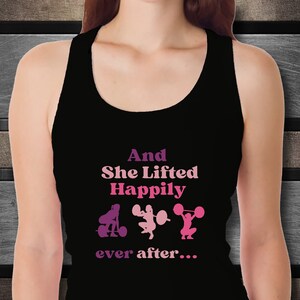 Grappige trainingstank voor vrouwen"En ze tilde nog lang en gelukkig op"Dames tanktop, cadeau-ideeën voor vrouwen die trainen, gewichtheffers, fitnessgoeroes