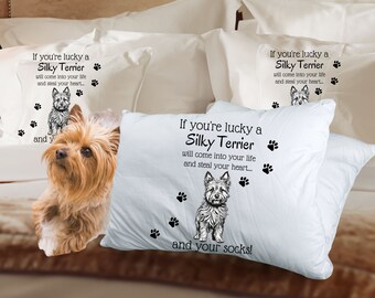 Personalized Silky Terrier Pillow Case, Customized Silky Terrier Pillow Case, Dog Lover Gift, Funny Puppy Gift, Cute Dog Gift, Customized