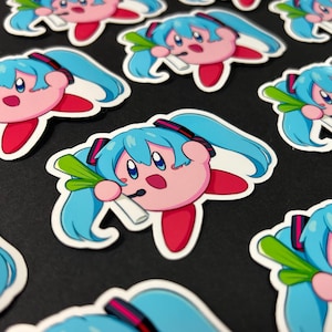 Adesivo in vinile lucido Kirby x Vocaloid Hatsune Miku