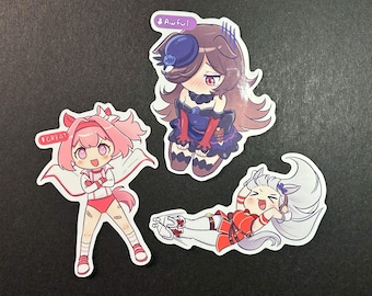 Uma Musume Pretty Derby Gold Ship | Haru Urara | Adesivo de vinil brilhante Rice Shower