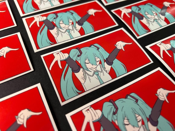 Vocaloid Hatsune Miku Power Double Peace Sign Banner Glossy vinyl sticker