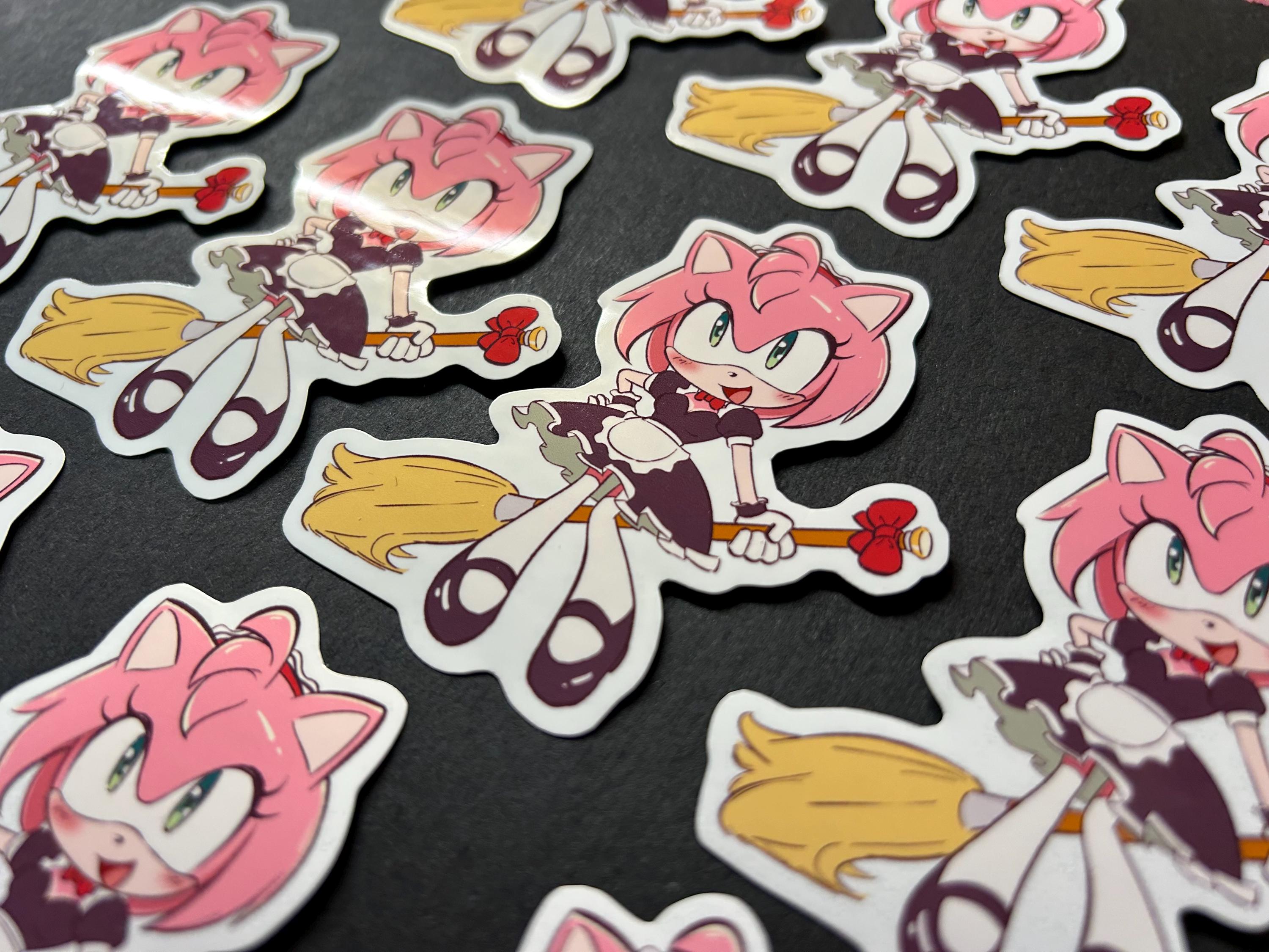 Maid Amy Rose the Hedgehog Glossy Vinyl Sticker | Sonic the