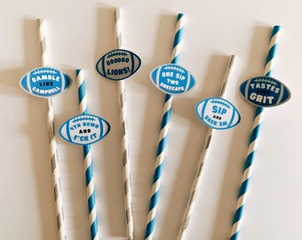 Detroit Lions Party Straws, Football Decorations, Detroit Football, Tailgate Party, Thanksgiving Game Day, Detroit Lions Party Decorations
