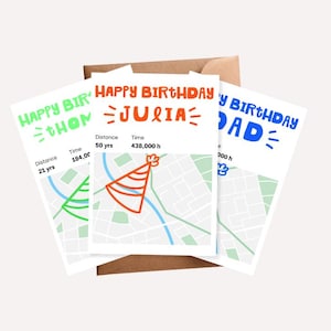 Carte d'anniversaire personnalisée coureur, carte cycliste personnalisée, carte marathon personnalisée, carte carte Strava, carte d'anniversaire personnalisée, carte de voeux coureur