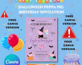 Invitación de cumpleaños de Peppa Pig para Halloween
