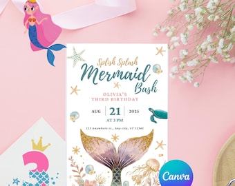 Invitación de cumpleaños de sirena