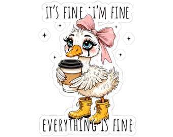 Pegatinas troqueladas de café con forma de pato encantador / Decoración original, regalos bonitos, accesorios para agendas, pegatinas para portátil, decoración divertida para el hogar