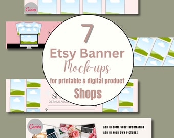 Plantillas Etsy Big Banner Canva, creadas para quienes venden productos imprimibles y digitales.