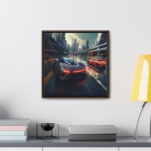 Two cars racing, sci-fi/futuristic city, digital art, PNG file, instant download, commercial use
