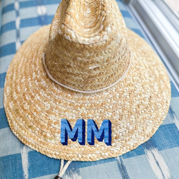 Cappello da spiaggia in paglia con monogramma, cappello da beachcomber personalizzato